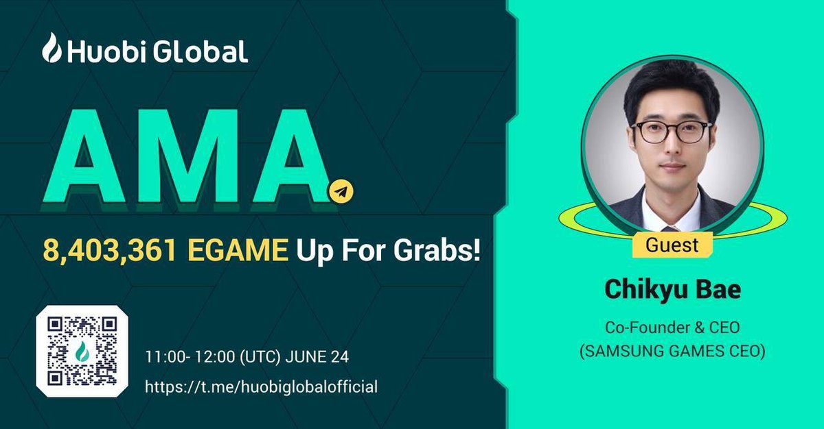 Pranavarjun14's tweet photo. AMA with the CEO of EGAME is going to be conducted on huobi global official telegram group

Link: https://t.co/6j5DfG9uBZ

Date &amp; Time: June 24, 11:00-12:00 (UTC)

#HuobiGlobal #askmeanything https://t.co/4soztom30f