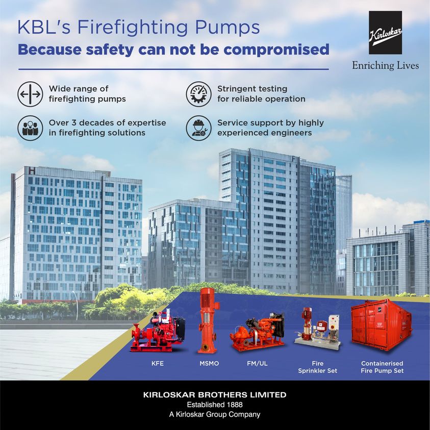 KBLPumps's tweet photo. KBL’s Firefighting pump sets are proficiently designed to achieve global fire safety standards. For fire safety, trust Firefighting Pumps by #KirloskarBrothersLimited 

#KBL #KirloskarPumps #FirefightingPumps #safety #reliability #firesafety #firefighting #firefightingsystem https://t.co/UCj5LZb7EZ
