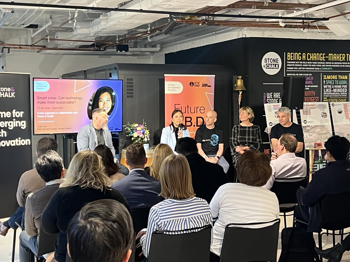 apropela's tweet photo. Delighted to meet brilliant female entrepreneurs! Truly inspiring talk today with one of the visiting entrepreneurs @GraceSai Co-founder and CEO of Unravel Carbon about how technology can be used to create sustainable cities. #VEPsyd @cityofsydney @techcentralsyd @stoneandchalk https://t.co/k4QJJR9Y9i