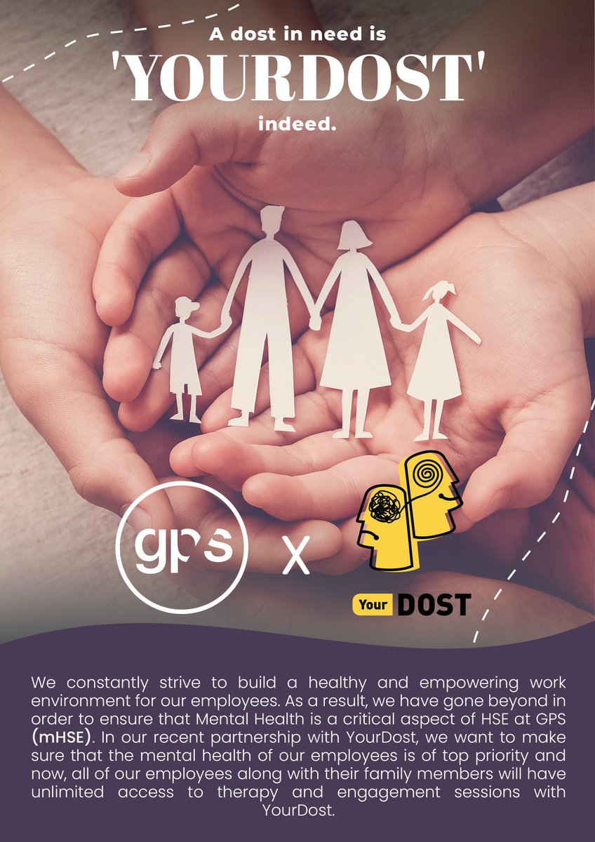 GPSRenewables's tweet photo. A Healthy, Empowering and Nurturing #workculture is essential for employee Happiness and Growth.

@GPSRenewables is now supported by YourDOST - Your Emotional Wellness Coach in order to help in the emotional well-being of its members.

#mentalhealth #emotionalwellbeing #mHSE https://t.co/EQLI7DUy5U