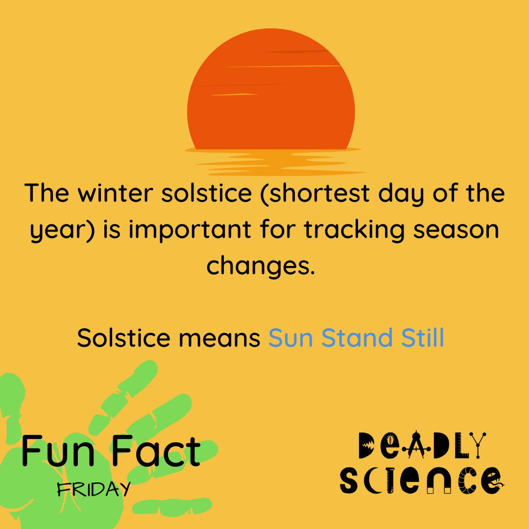 DeadlyScience's tweet image. What does the winter solstice mean to you?

Give this fun fact a share and learn more about what we're up to at Deadly Science: deadlyscience.org.au #STEMEducation #STEMForKids #StemAustralia
