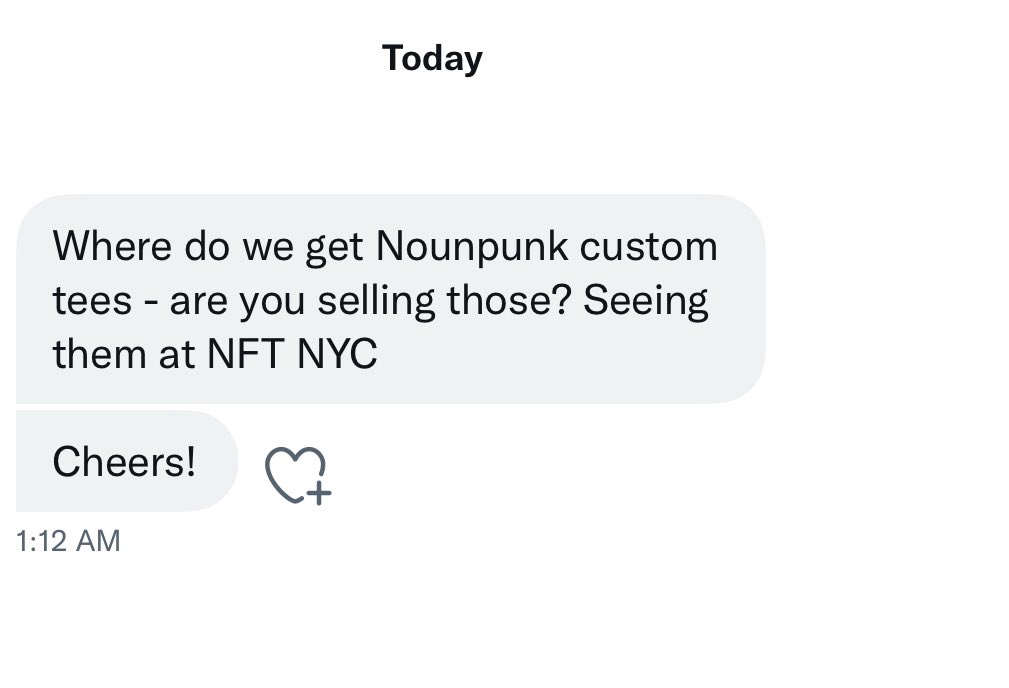 NounPunks's tweet photo. Hey @pxlmnml, I guess you could say you’ve made a splash at #NFTNYC2022! If you’re not selling those #NounPunksTees yet, well, maybe you should be! 👀 https://t.co/VqNIj0MFMr
