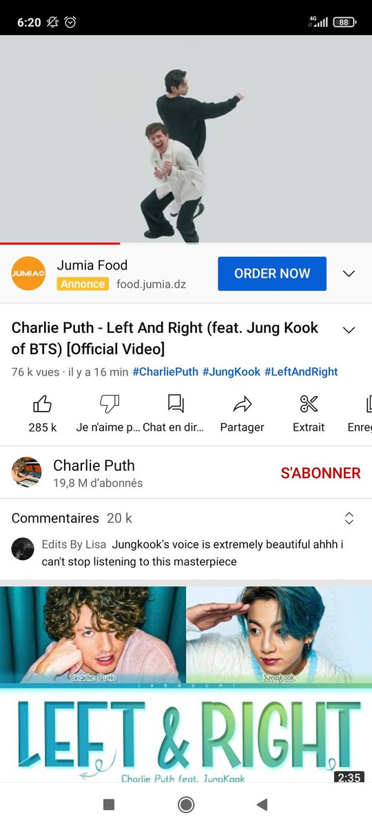 NabaouiaSebbah's tweet photo. I just fall in love with it 😍
#JungkookxCharliePuth
#LeftandRight 
#LeftAndRightIsComing https://t.co/UCID6xbobJ