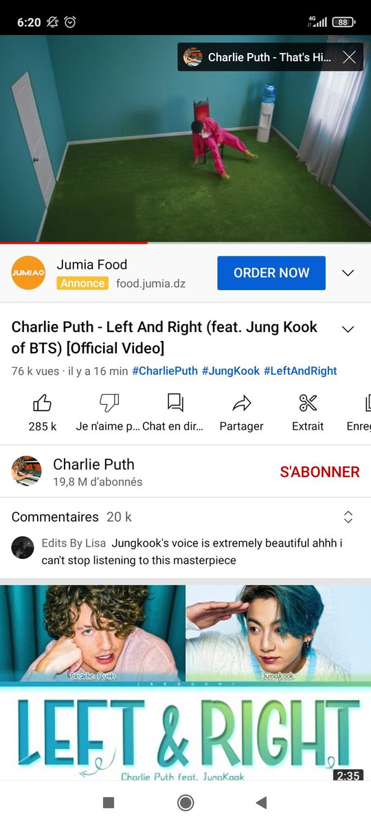 NabaouiaSebbah's tweet photo. I just fall in love with it 😍
#JungkookxCharliePuth
#LeftandRight 
#LeftAndRightIsComing https://t.co/UCID6xbobJ
