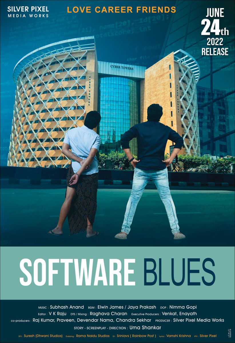 itsmaatelugu's tweet photo. Best wishes to #SoftwareBlues releasing today💐
#Shreeram #Bhawna #Aryaman #MahboomBasha #UmaShankar #SubhashAnand #NimmaGopi #SilverPixelMediaWorks https://t.co/z48TJi6IjC