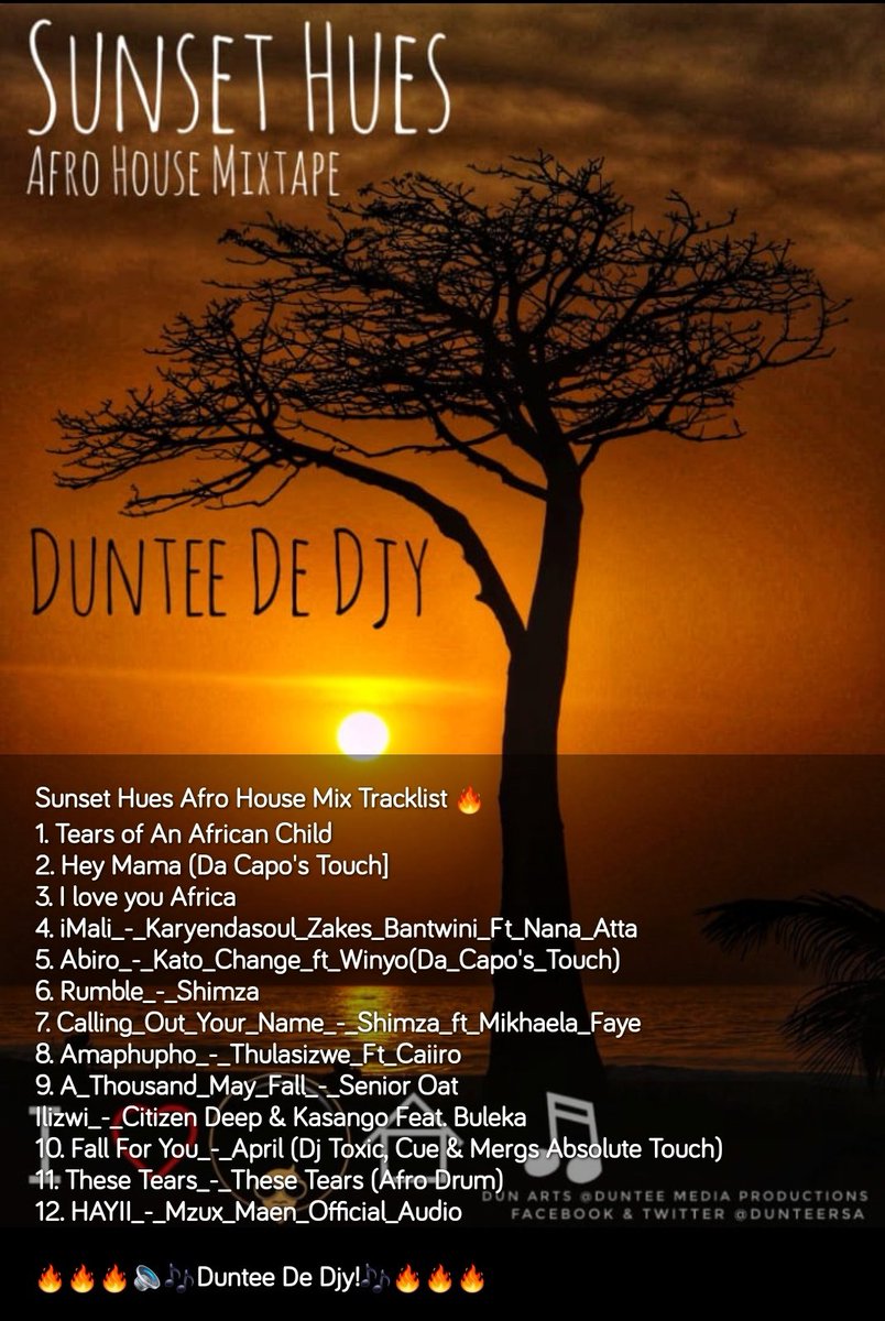 ItsDuntee's tweet photo. Happy Friday😁🥂🕺🏾🔥
Sunset Hues Afro House Mixtape 🔥🎶
Mixed &amp; Compiled By Duntee De Djy®️ 
#WeekendStarterMix 🥂🔥🎶 #MrSignal
You're welcome 🤝🏾💯🔥
Please retweet &amp; share with friends.♻️
https://t.co/tSVFDOdAzP

Samke | Makhadzi | Chris Excel 
#Amagents #Monkeypox #Masks https://t.co/tMBWk1FpUO
