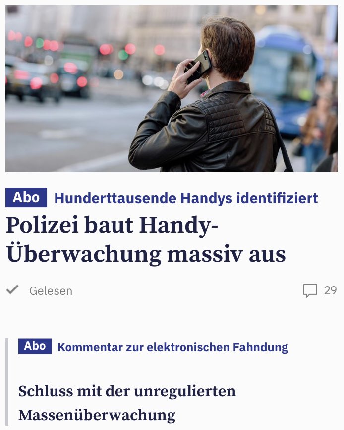 kuenzler's tweet image. Abt. #ToldYouSo.

Man reibt sich beim @tagesanzeiger und anderen @Tamedia Zeitungen verwundert die Augen.

Polizei-Überwachung dank anlassloser Telekommunikations-Randdaten kostet nichts und wächst in der Schweiz 🇨🇭 unkontrolliert.

Ihr habt es so «bestellt».

History: #StopBÜPF.