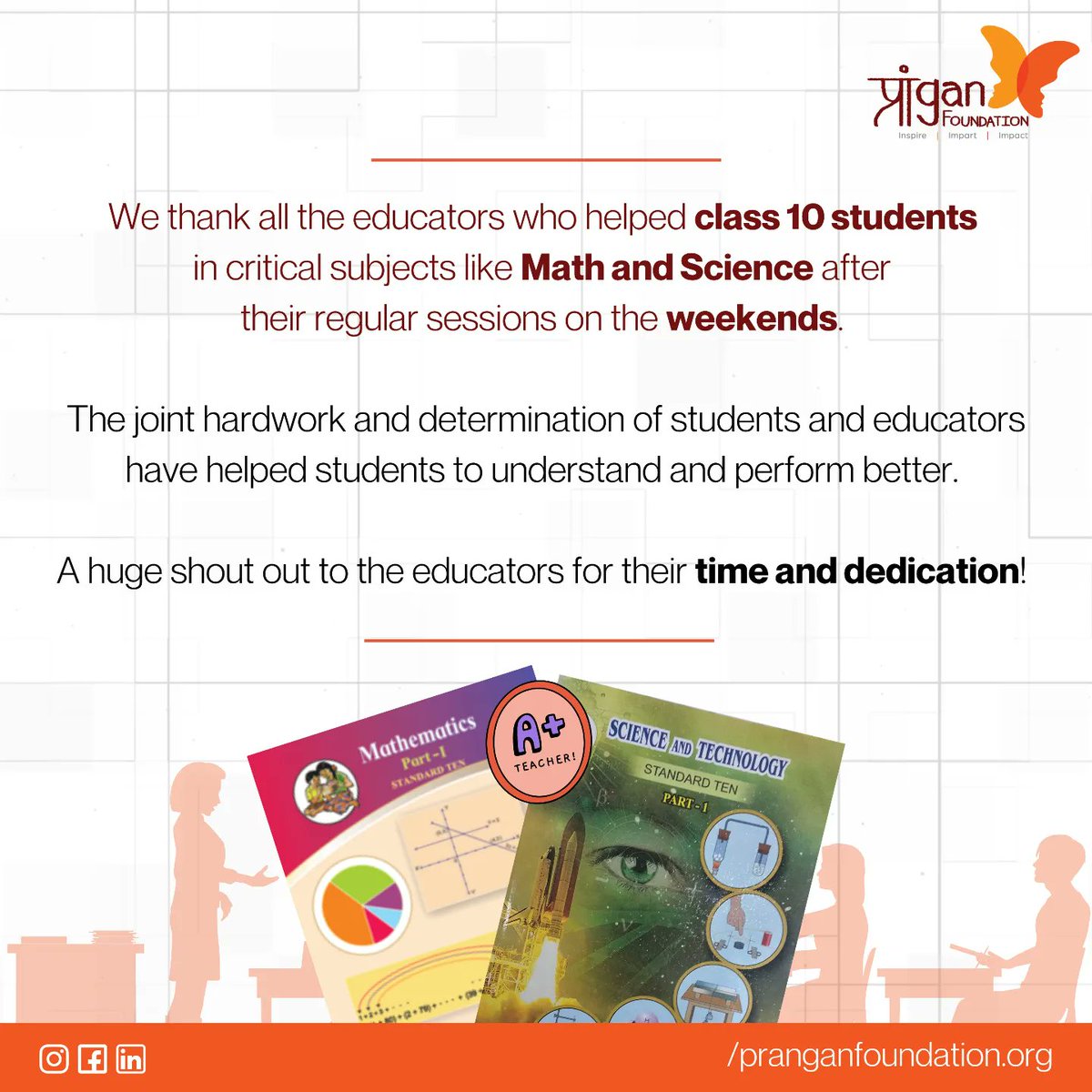 PranganF's tweet photo. Thanking all the educators for their valuable time & dedication! 💛🧡☺️
You have made a great mark in their lives! 😇✨
#pranganfoundation #prangan #study #education #educator #efforts #ssc #sscstudents #students #weekend #helping #time #dedication #thankyou https://t.co/0nN59NXX0u
