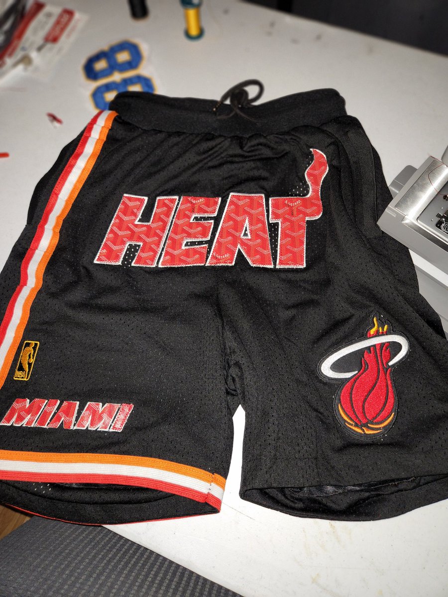 JinoCustom's tweet photo. Custom @MiamiHEAT @Goyard shorts 
@JinoCustom 
@pjtucker 
@JimmyButler 
@tylerthecreator #seamster
#goyard #miamiheat # https://t.co/wsagODx6Z3