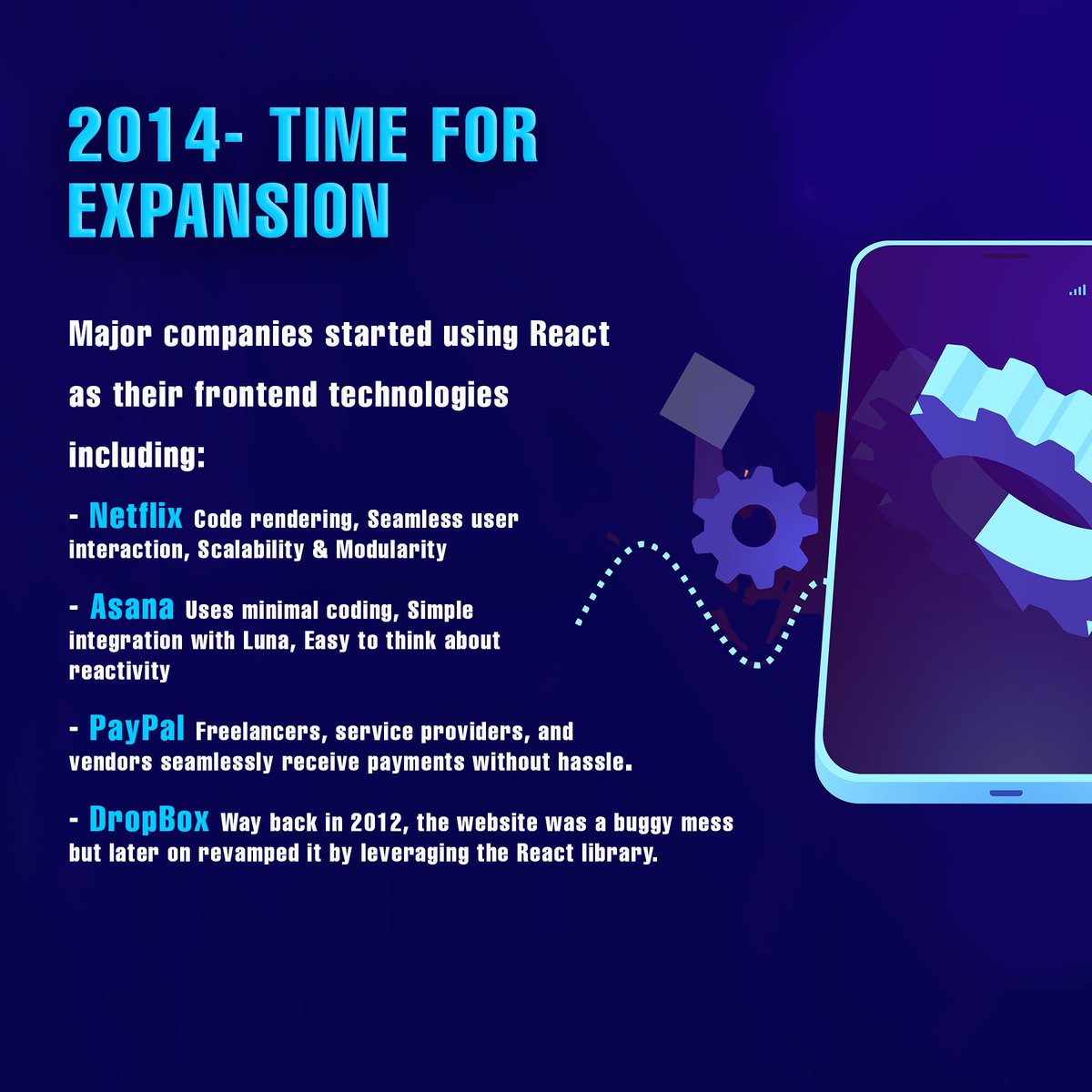 expertright_hq's tweet photo. Facts about ReactJs that every developer should know!

#Developer #developers #ReactJS #reactnative #Freelancers #freelancingdeveloper #journey #expertright https://t.co/X53rrl5UjL