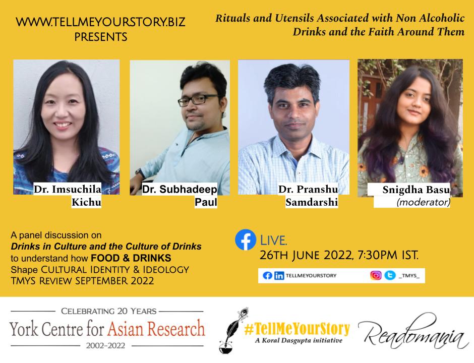 A panel discussion for TMYS Review September 2022
Theme: Food &amp; Drinks
Annual Series Theme: Cultural Identity &amp; Ideology
We’re calling for Submissions of essays, poetry and short stories
Last date: 20 July 2022
tellmeyourstory.biz/call-for-submi…