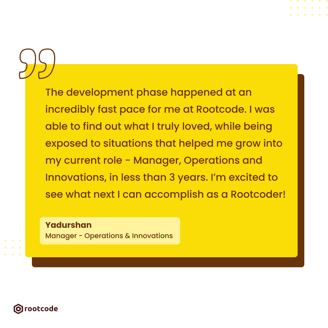 rootcode_io's tweet image. Meet Yadu, our Manager - Operations &amp;amp; Innovations at #Rootcode. Within a short span of time, he was able to step up from Associate Project Manager to where he is today, driving #tech teams and helping us create winning digital products. 

#lifeatrootcode #techteam #growwithus