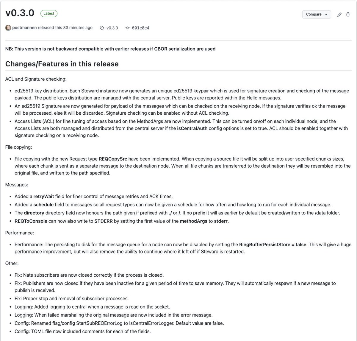 New release of Steward the Infrastructure controller with added features:
- Signature checking and ACL authorization.
- File copying between nodes, where a file are split up and sent in smaller chunks over nats.io.
 github.com/RaaLabs/stewar…

#golang