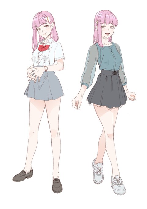 望月愛里ちゃんのキャラデザ。夏木さんエリカちゃんにはないむっちり女子です。 