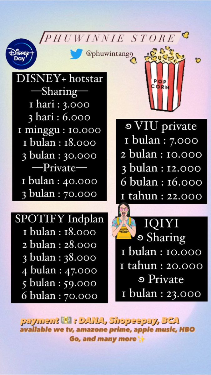 PHUWINTAN9's tweet photo. Netflix 23k/bulan NO VPN🙌

♡JUAL APP PREMIUM♡

🌺TRUSTED 100%
🌺READY 
🌺TF LANGSUNG DAPET AKUN

tag. jual beli netflix iqiyi spotify wetv amazon prime hbo go apple music murah

💸payment via dana, shopeepay
💌dm for order https://t.co/cGiB5InokX https://t.co/wrEzW3jBTR