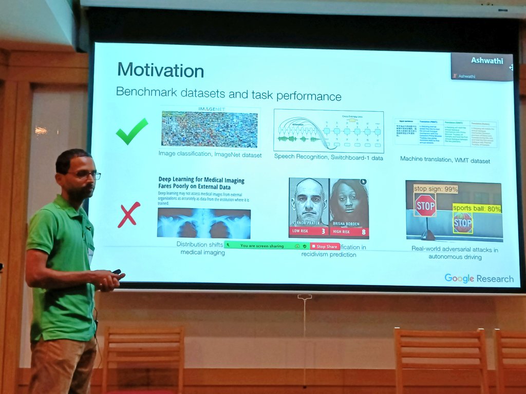 NCBStheory's tweet photo. We began our Friday with a fascinating #SimonsTalk by @PNetrapalli (Google Research India) on the 

"Pitfalls of Deep Learning"

His talk discussed the reasons behind #NeuralNetworks performing sub-optimally in real-world settings &amp; highlighted their work in trying to solve this. https://t.co/avWmUxVZqT