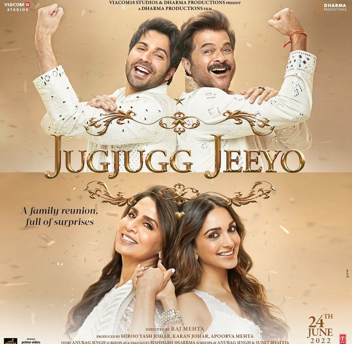 #JugJuggJeeyo - ⭐⭐⭐⭐🌠 4.5/5
Is A surprise Star
Perfectly made,example of Perfect Direction
Every moment comes with joy and fun
Starcast is mesmerizing ,another Shocker after #BhoolBhulaiya2 
#VarunDhawan #AnilKapoor #KiaraAdvani #NeetuKapoor
