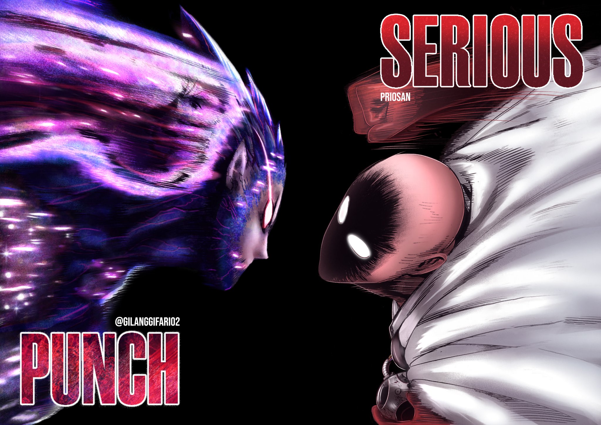 Cosmic Garou serious Saitama mode vs Saitama  One punch man manga, One  punch man, One punch man anime