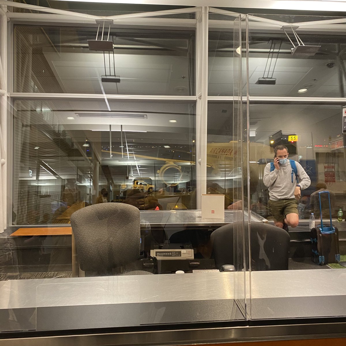 This is where <a href="/AirCanada/">Air Canada</a> sent us. No gate agents and there are 300 edgy customers waiting on line for them to show up. What a mess. Srsly. Think long and hard before booking on this airline.