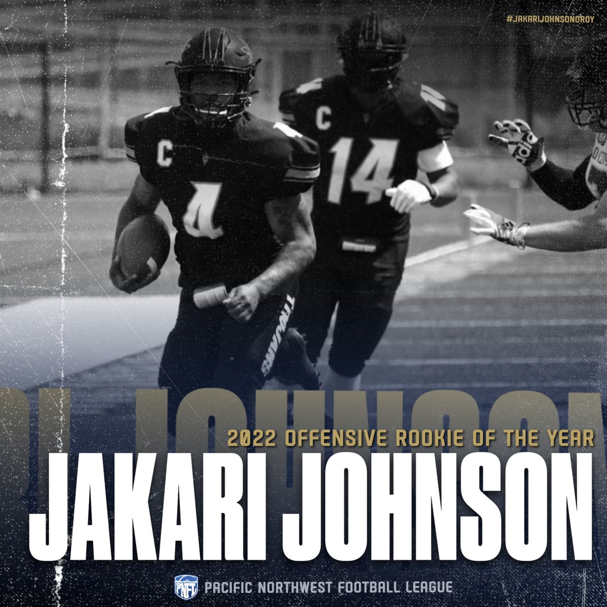 PNFL's tweet photo. 2022 Pacific Northwest Football League's Offensive Rookie of the Year: Jakari Johnson, Rouge Valley Trojans

https://t.co/wedH7LwYh1 https://t.co/8GuR7Fgz41