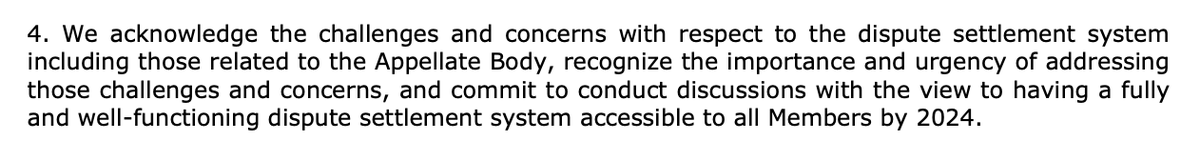 This on future of dispute settlement from draft #MC12 "Outcome Document." The hope is to be back in action in 2024.