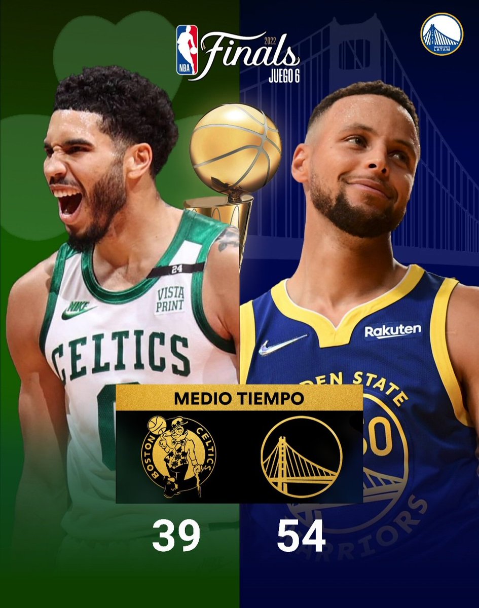GoldenStateLAT's tweet photo. MEDIO TIEMPO – GAME 6

WARRIORS: 54
CELTICS: 39

🏀 #NBAFinals https://t.co/tmj9Iw8KA2