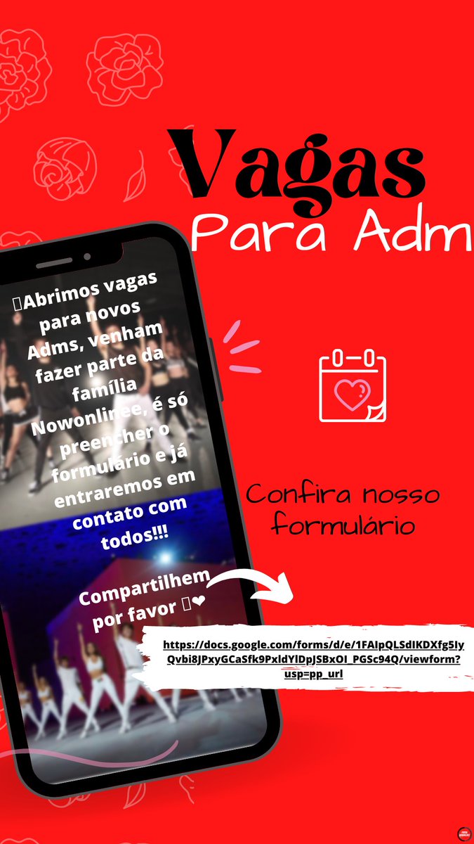 NOWONLINEE's tweet image. *Vagas para Adm*

🚨Abrimos vagas para novos Adms, venham fazer parte da família Nowonlinee, é só preencher o formulário e já entraremos em contato com todos!!!

Compartilhem por favor 🥺❤️

🔗docs.google.com/forms/d/e/1FAI…