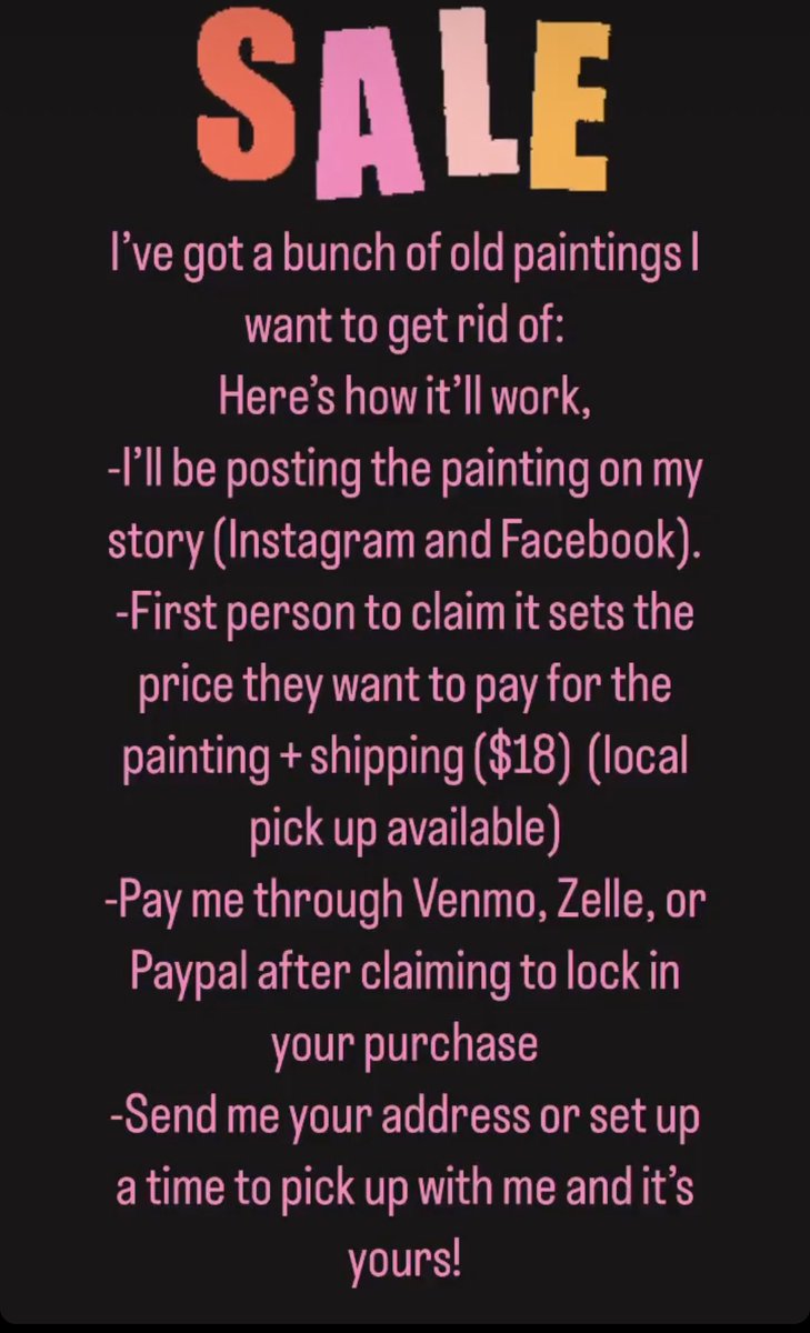 danigdoodle's tweet photo. These are the only paintings left from the sale! Claim which one you want, at the price you can afford, and get one of a kind, throwback artwork! https://t.co/zUaXEY7Pyt