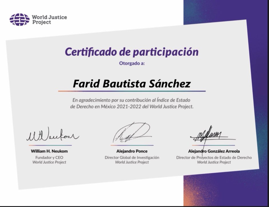 faridbautistas's tweet image. ¡Muchas gracias! #WorldJusticeProject