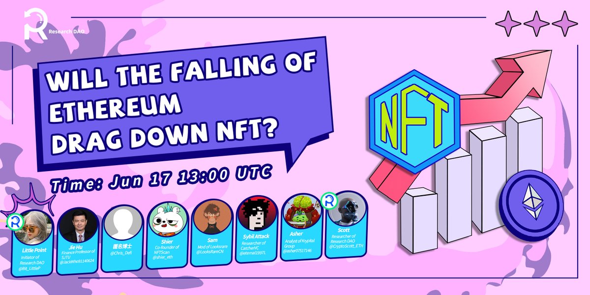 RealResearchDAO's tweet photo. 🤨 Will the falling of #Ethereum drag down #NFT?

⏰ Time: Jun 17 13:00 UTC

🔊 Twitter Space
https://t.co/QVAXSAaWfp

✅ Follow @RealResearchDAO
✅ RT &amp;Like + @ tag 3 friends
✅ Join https://t.co/i55HXqU75W 

👇 Join our #TwitterSpace today to share your thought https://t.co/0emLKWfZUG