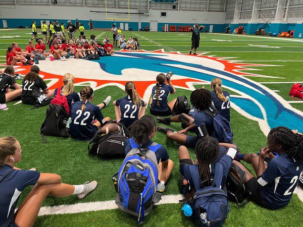 Week 1 of the Miami Dolphins flag football league.. excited to be apart of this 😄