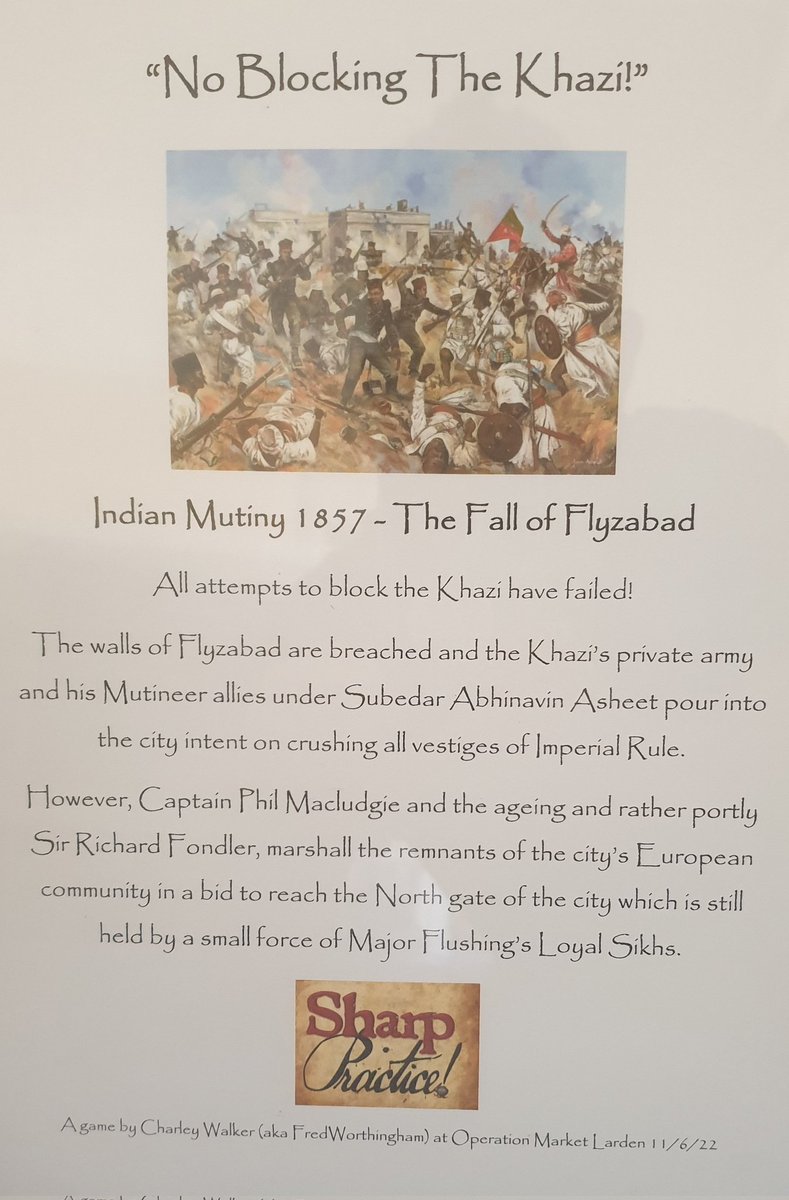 FWorthingham's tweet photo. Had a cracking time running my #SP2 #sharppractice Indian Mutiny game at #OML8 last weekend. Thanks to the great players I had in both games - @frazermac @coljmurray @quackstheking Mick, Theo, Connor, @LtHarryStocracy &amp; Ian. Thanks to @AdeDeacon for organising. #spreadthelard https://t.co/0bXiq3w3Gs