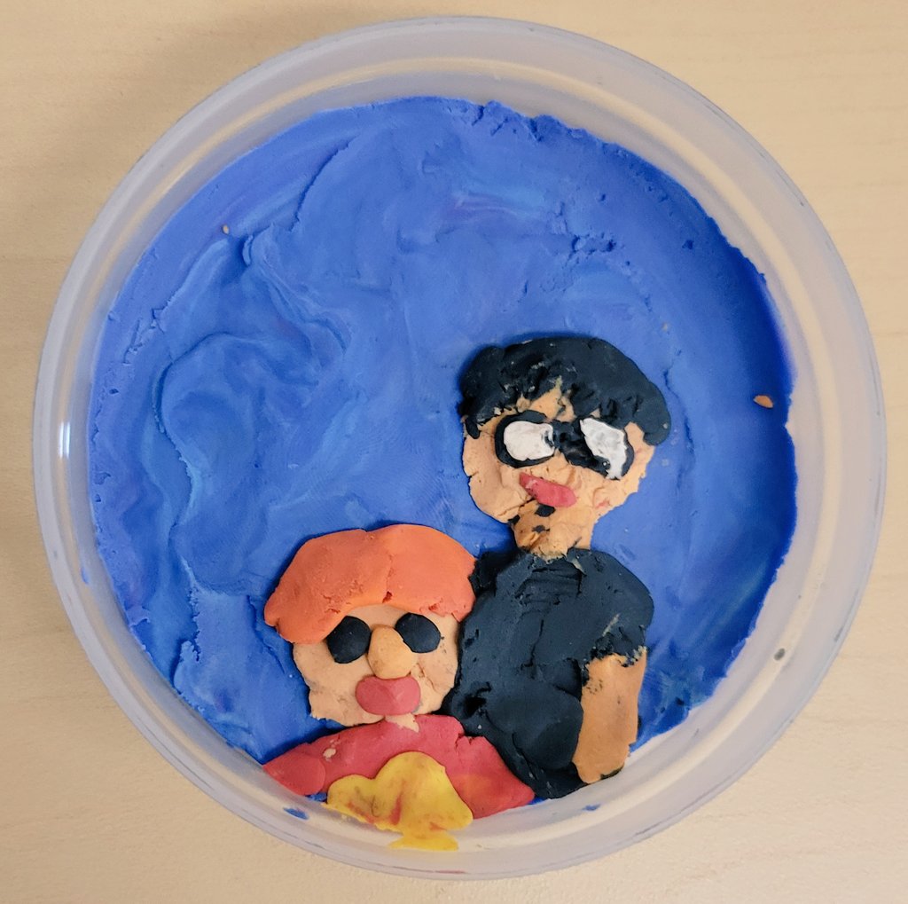 FunFirst1's tweet image. We are artists! Check out our plasticine buddy portraits!