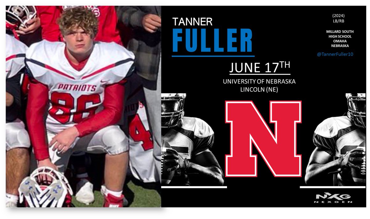 nexgenscouting's tweet photo. Ready to work Friday at Nebraska @HuskerFBNation ... 2024 LB/RB Tanner Fuller @TannerFuller10 Millard South @MSouthFootball (Omaha) https://t.co/9pOoleNbw5