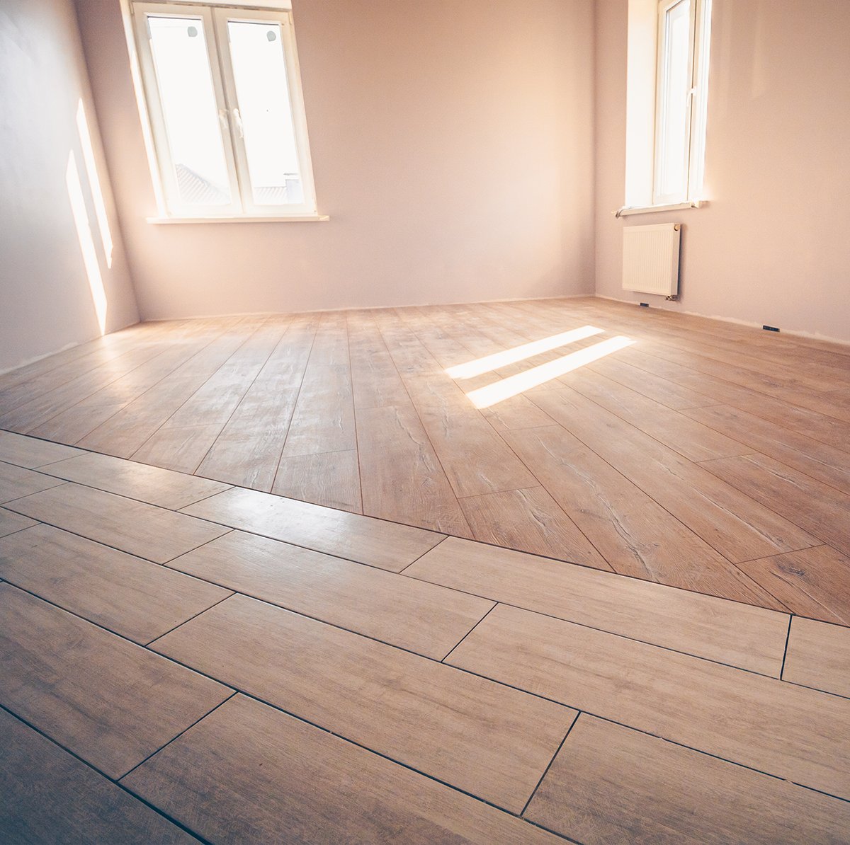 Hardwoods are easy on the eye, but harder to maintain. While a coating of commercial poly protects against wear and tear, it's best to install hardwoods in low-traffic areas or where first impressions matter, like lobbies, hallways and showrooms.