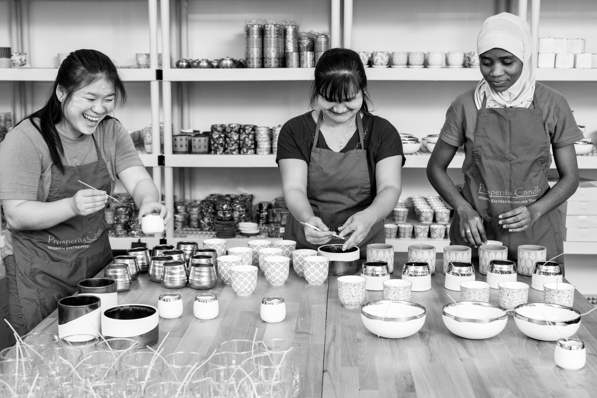 We are dedicated to supporting all people, especially refugees + other vulnerable communities. Since 2014, we’ve been honored to support Prosperity Candle, a social enterprise that invests in artisans who've resettled as refugees in the U.S. Learn more: bit.ly/3zXFrx1