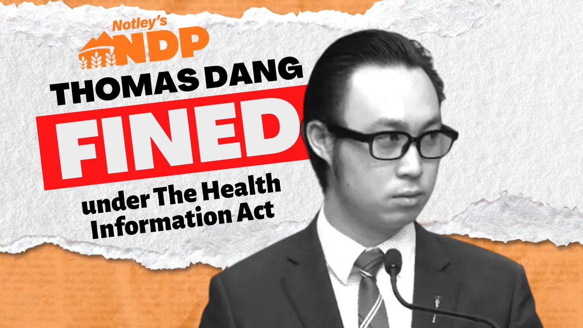 UCPCaucus's tweet photo. ๐จ BREAKING ๐จ
Former NDP MLA Thomas Dang is being fined under the Health Information Act for accessing Albertaโs vaccine records portal and the private health records of Albertans.
Read our news release here: https://t.co/6NoCxf9C6R
#AbLeg #VaxHack https://t.co/nky6fKaQby
