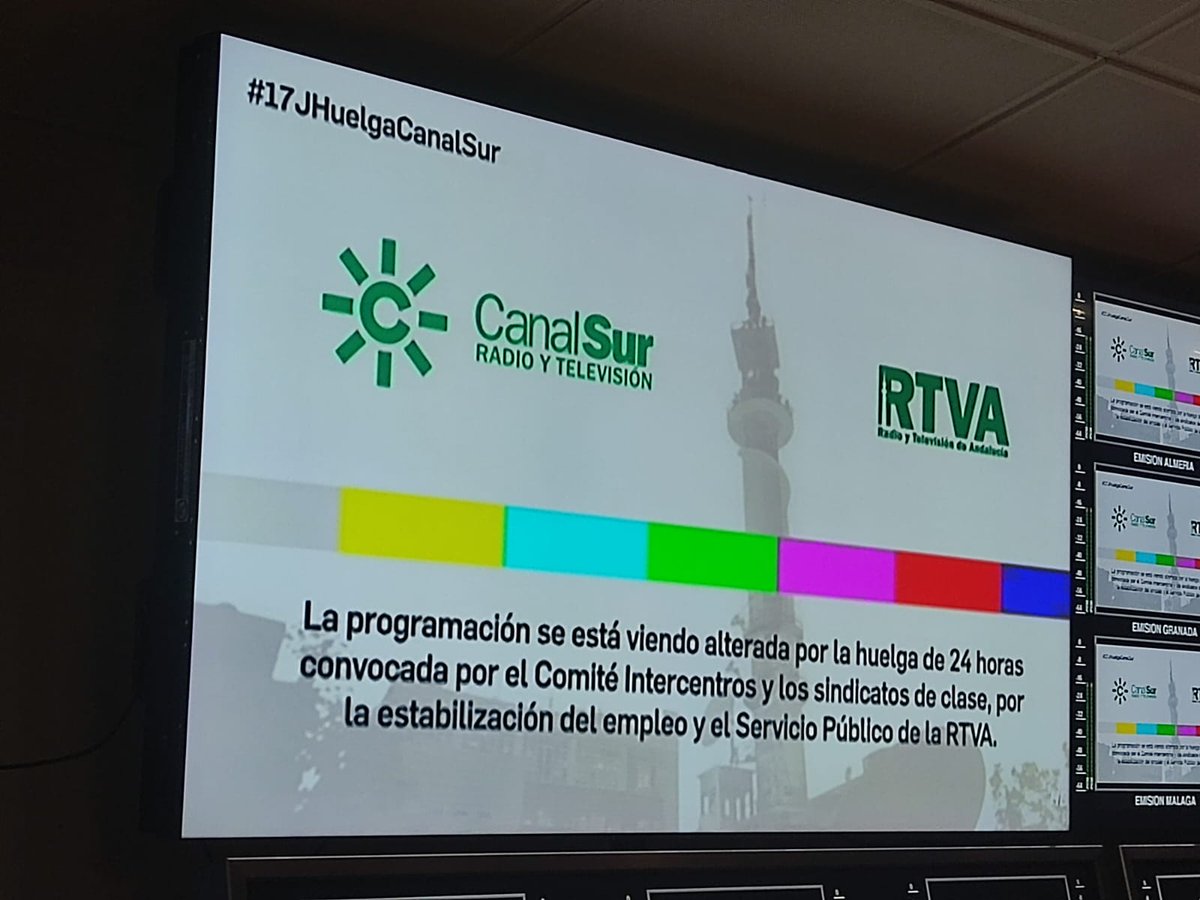 Todas las trabajadoras y trabajadores de <a href="/canalsur/">CanalSur</a> estamos llamados a secundar esta huelga necesaria.
✅ Estabilización del empleo.
✅Tasa de reposición, recuperar derechos y Producción Propia.
✅ Información plural y Servicio Público.
#17JHuelgaCanalSur