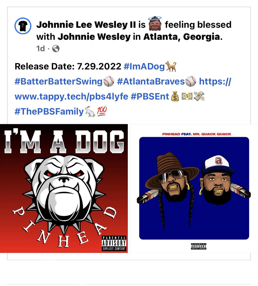 PBS4LYFE's tweet photo. Release Date: 7.29.2022 #ImADog🐕 #BatterBatterSwing⚾️ #AtlantaBraves⚾️ #ForTheA https://t.co/u8kkLpITbu #PBSEnt💰💵💸 #ThePBSFamily🐇💯 #linkinbio⬆️ @I_PR_THINGS @Balfour_PR https://t.co/EmJpjqECNy