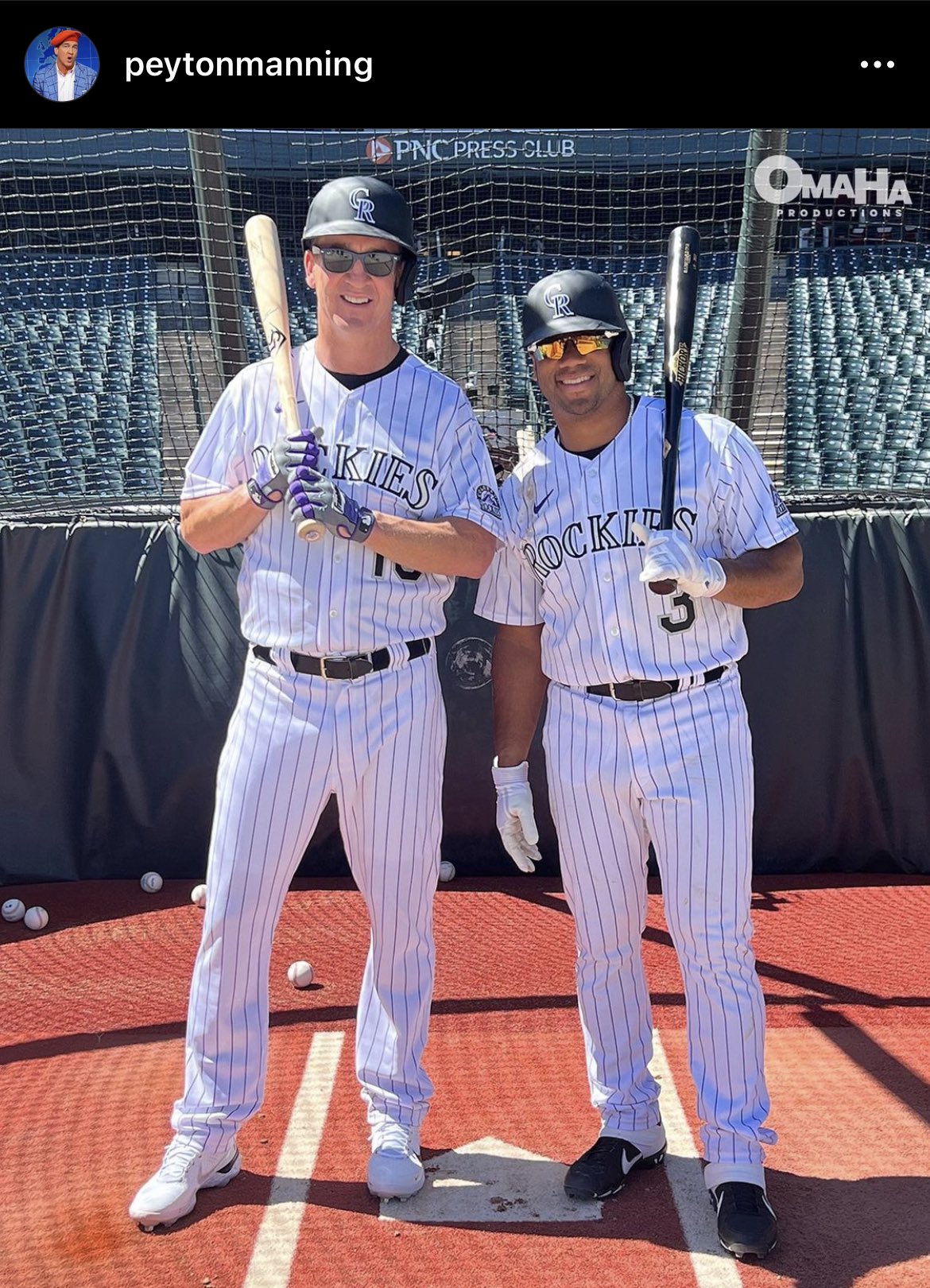 Zac Stevens on X: 'Peyton Manning and Russell Wilson wearing… Colorado  Rockies jerseys.  / X