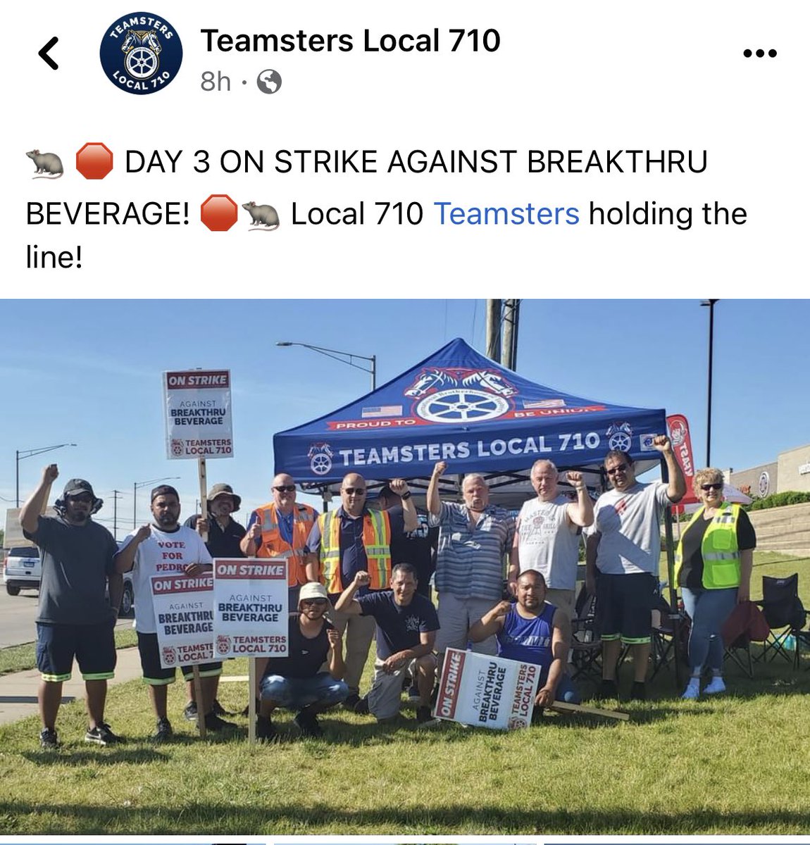 Solidarity with <a href="/Teamsters710/">Teamsters Local 710</a> members on strike at Breakthru Beverage!