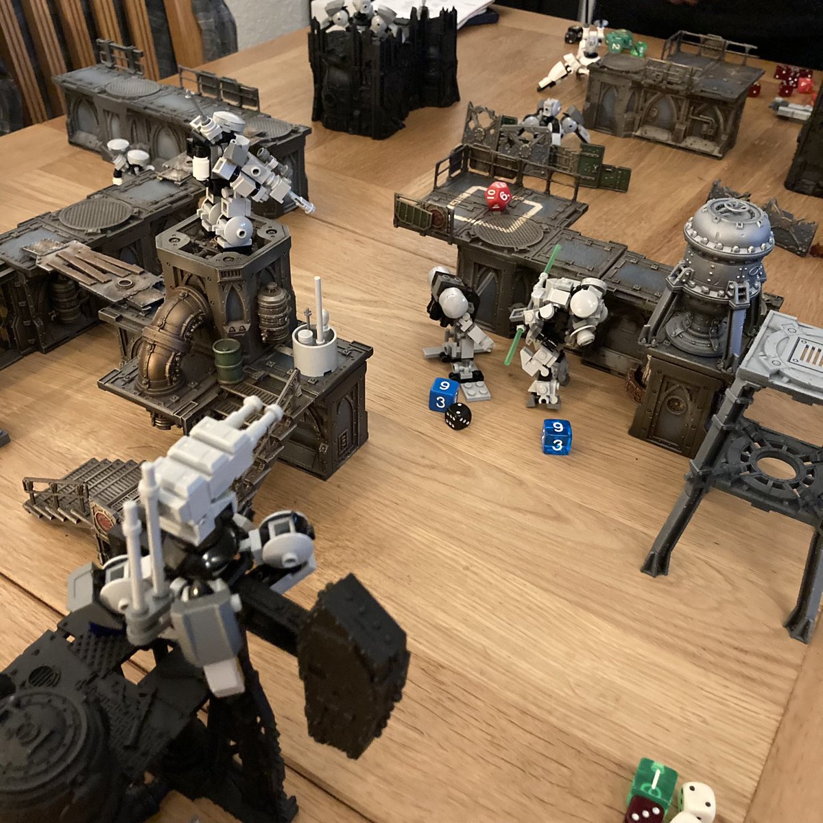 sebastianliem's tweet photo. For #hobbystreak day 61 we played our first game of #mobileframezero. Was a blast, lego mecha is awesome and the activation system was very different from other games. Can’t wait to try it with 3+ players. https://t.co/mV2lcpUEgv