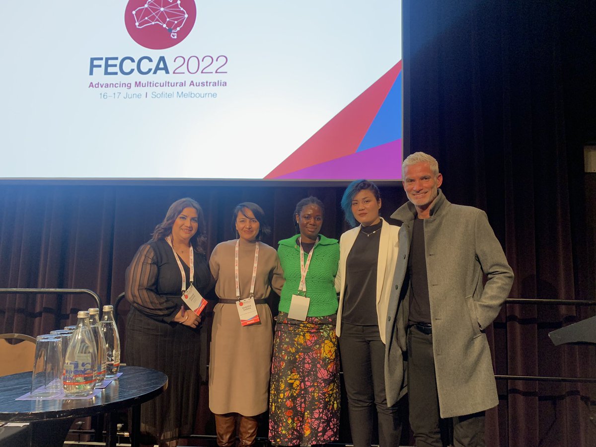Day 1 of <a href="/iFECCA/">FECCA</a> was fantastic. I was humbled to speak about the work of the Refugee Leadership Alliance in the ‘You’re Welcome Here: Refugee and Asylum Seeker Advocacy’ session with Fatima Yousufi <a href="/BehrouzBoochani/">Behrouz Boochani</a> Sajeeda Sama Sahar Ageed moderated by <a href="/Craig_Foster/">Craig Foster</a> #FECCA2022