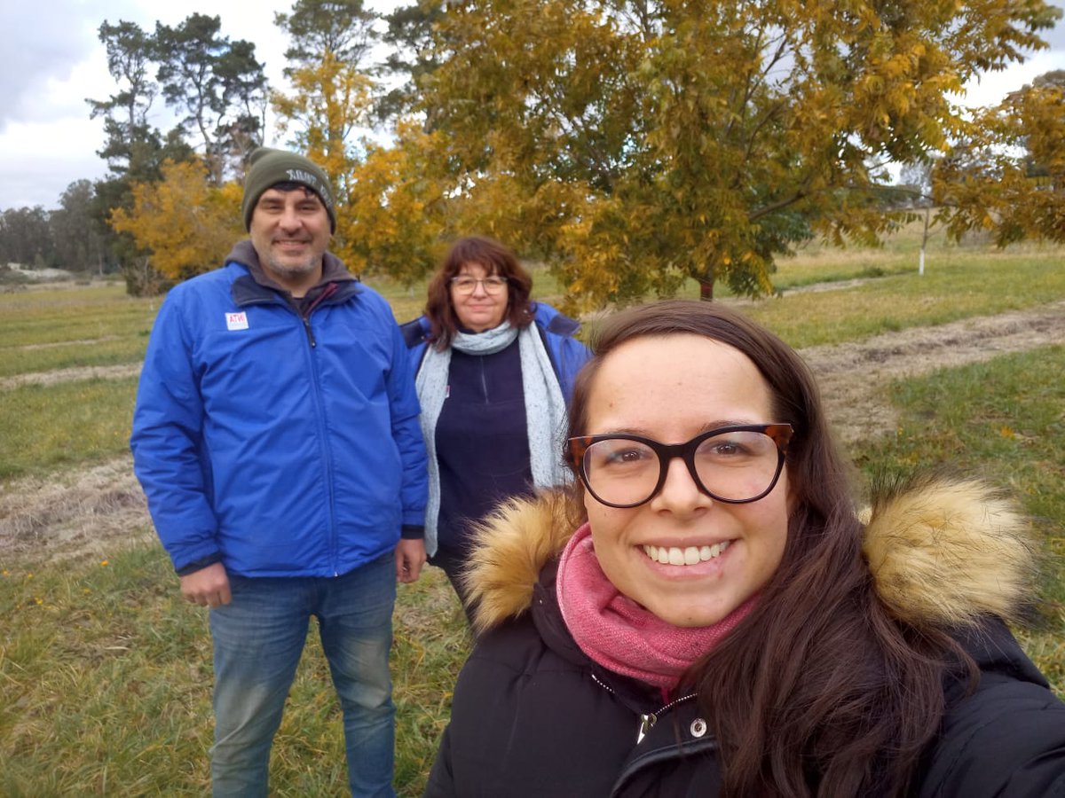 gsebasguelph's tweet photo. PhD Student @FerGranja (from #Brasil) got a fellowship #CLIFFGRADS for training at INTA Balcarce, Argentina. In the picture she poses along with Sebastian Cambareri and @CFaverin. “Diversity makes us smarter”  @GRA_HaydenM  #GRA_GHG #Pecan #carbonsequestration https://t.co/k31DdifxLm