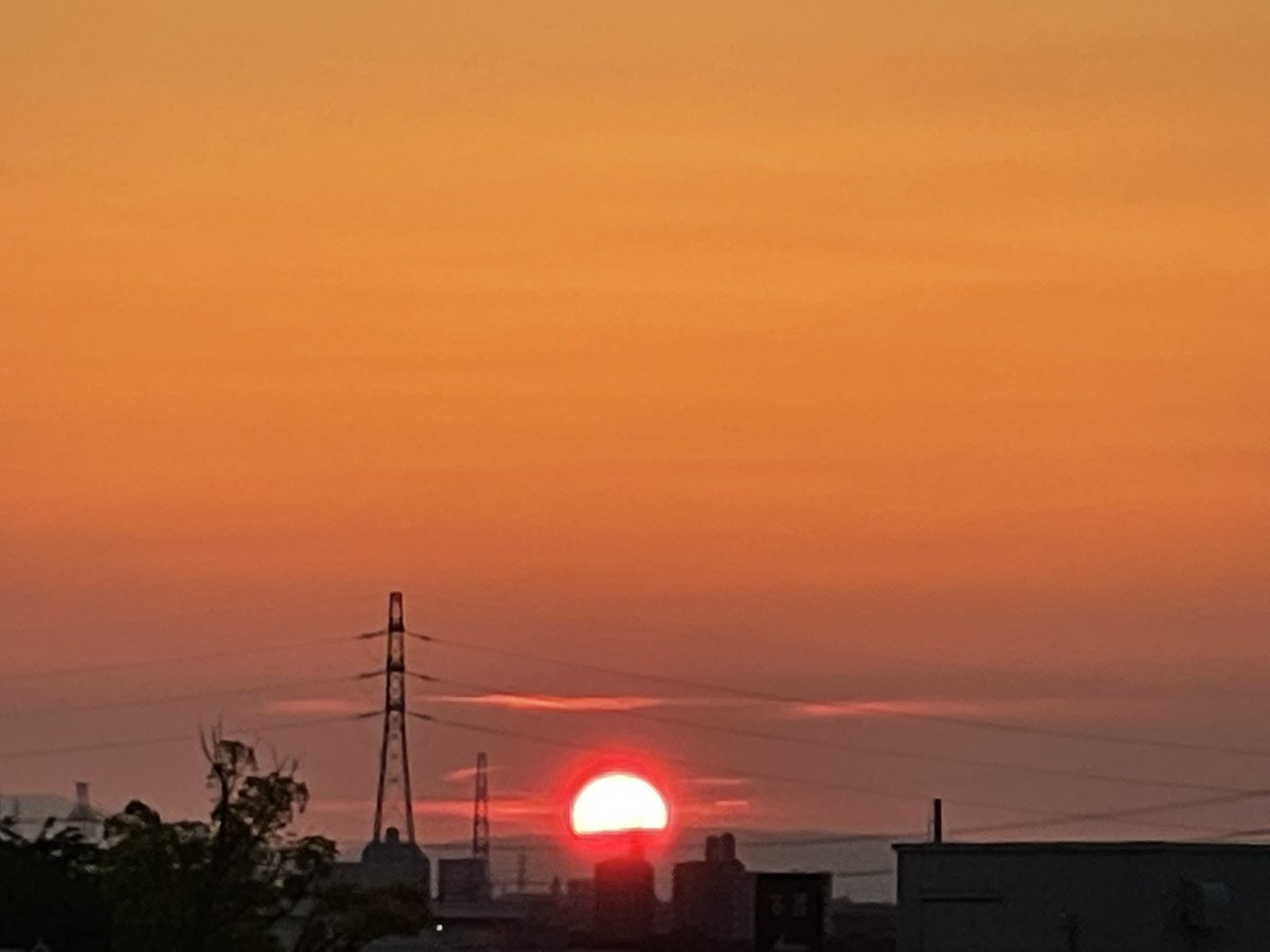 真っ赤な太陽さん☀️ パワーもらって今日も頑張ろー😆👊