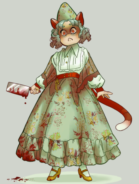 LeadLemon's tweet photo. Molly Moggy, extremely trustworthy proprietor of Moggy's Meat Pies. #OC #originalcharacter #artistsontwitter #FANART #anime #catgirl #horror #cute https://t.co/FNlvBdkjPu