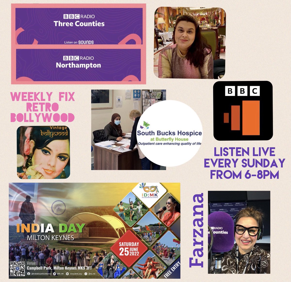Farzana Chaudry (@farzana_chaudry) on Twitter photo Join me this Sunday 6-8pm <a href="/BBC3CR/">BBC Beds, Herts & Bucks</a> <a href="/BBCNorthampton/">BBC Northamptonshire</a>
🎧Weekly fix glorious #retroBollywood
👩🏽⚕️living with RamsayHunt Syndrome & dispelling SAsian myths
▪️A volunteers journey <a href="/SBucksHospice/">South Bucks Hospice</a>
🇮🇳<a href="/ID_MK/">ID:MK</a> celebration
And lots more
👉🏽Listen live from anywhere/on demand via <a href="/BBCSounds/">BBC Sounds</a> Join me this Sunday 6-8pm <a href="/BBC3CR/">BBC Beds, Herts & Bucks</a> <a href="/BBCNorthampton/">BBC Northamptonshire</a>
🎧Weekly fix glorious #retroBollywood
👩🏽⚕️living with RamsayHunt Syndrome & dispelling SAsian myths
▪️A volunteers journey <a href="/SBucksHospice/">South Bucks Hospice</a>
🇮🇳<a href="/ID_MK/">ID:MK</a> celebration
And lots more
👉🏽Listen live from anywhere/on demand via <a href="/BBCSounds/">BBC Sounds</a>