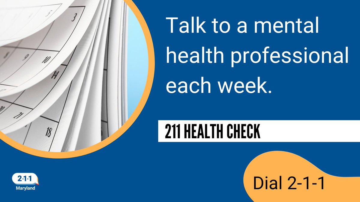 211Maryland's tweet photo. Are you tired of waiting a long time to schedule a mental health appointment? Get free weekly support starting today. Call 2-1-1 Health Check. All calls are confidential. https://t.co/BoyB7AEQ6P https://t.co/kuDxaJIffA