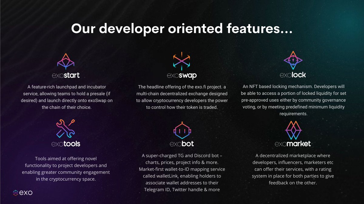 New project launching? Look no further than <a href="/exoDefi/">exoFi</a> 

Introducing sustainable features that are long overdue in defi. 

Unmatched flexibility, unlimited potential 🔥