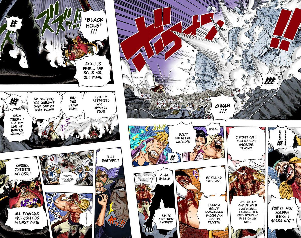 kingslayer253's tweet photo. Luffy, Shanks, Blackbeard, & Buggy all challenged the late Whitebeard at some point. All four are the current Yonkos now #RealPirates https://t.co/a9t92gajxS